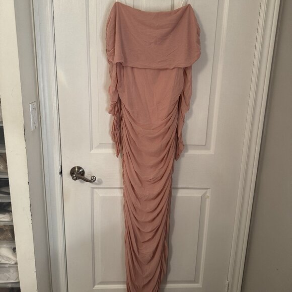 Pink Ruched Maxi Dress - Picture 1 of 3